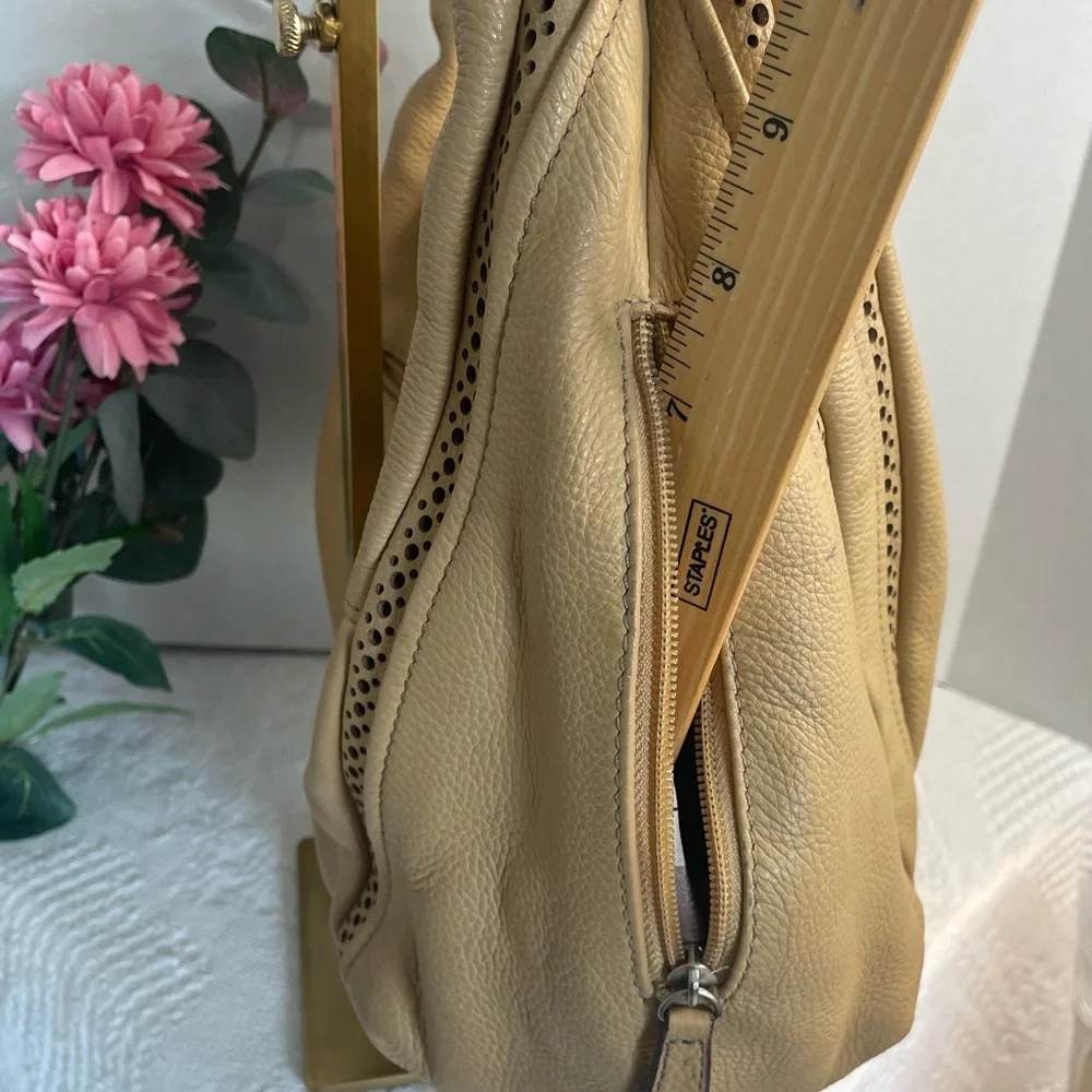 Tignanello Beige Tan Leather Perforated Hobo Shoulder‎ Bag